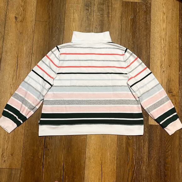 T by Talbots Cozy Crush Half Zip Pullover Striped XL P Preppy Golf Tennis EUC! - Picture 4 of 7
